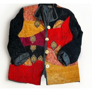 Julia Kim Velour Patchwork Jacket 90s Y2K Lagenlook Fall Soft Normcore
